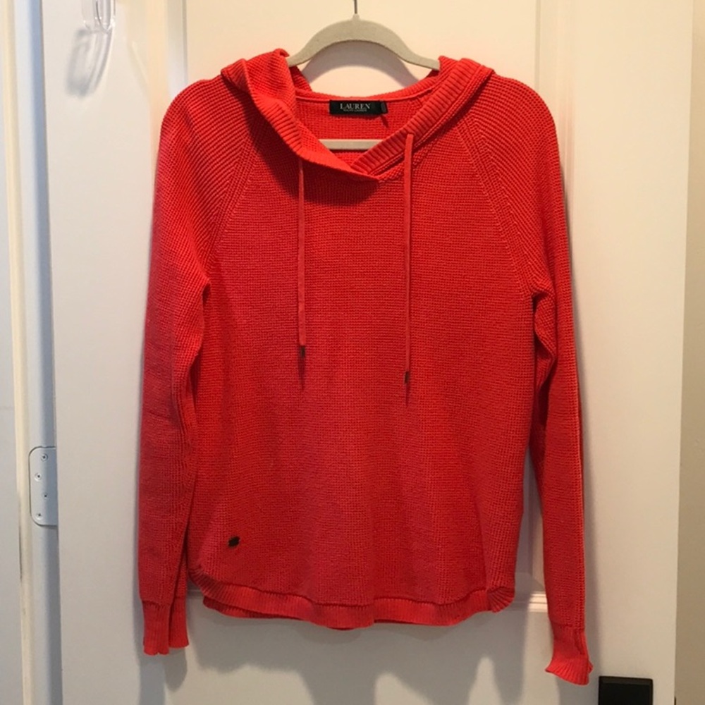 LAUREN Ralph Lauren Ladies Coral Waffle knit Hoodie. Size Large